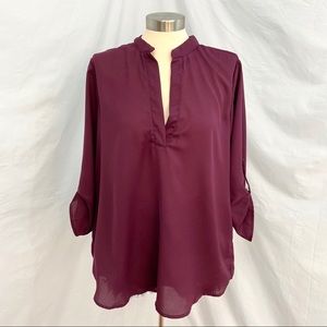 Purple / Plum Chiffon Blouse - PLUS Size